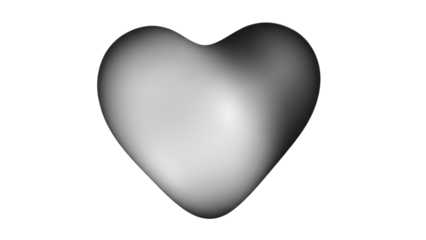 Gray heart shape with gradient effect isolated on a transparent background
