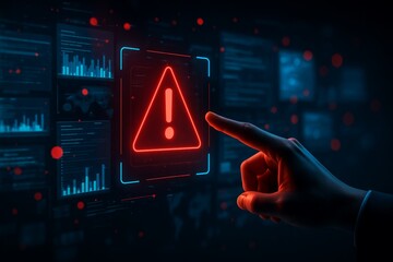 Cybersecurity Alert Warning Interface with Digital Risk Notification.