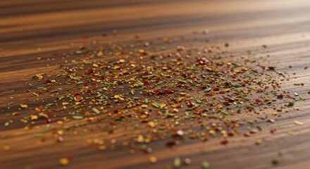 Obraz premium Red Green Brown Spices Mix on Wooden Table