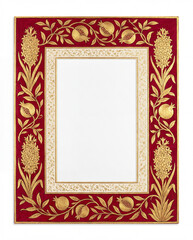 An ornate red and gold picture mat (passe-partout) with a classic floral and pomegranate pattern. Elegant vintage style for framing art or photography.
