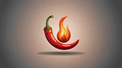 Dynamic illustration of a vibrant red chili pepper with an integrated fiery flame, symbolizing intense heat, bold flavor, and spicy culinary themes