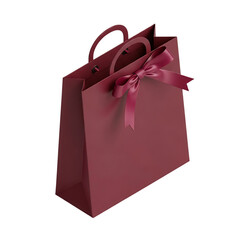 Pink gift bag with ribbon isolated on transparent background