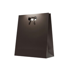 Brown paper shopping bag with handles isolated on transparent background