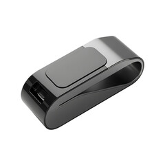 Silver metal usb flash drive isolated on transparent background