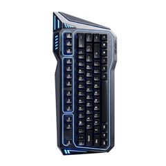 Computer keyboard in protective clear plastic cover isolated on transparent background