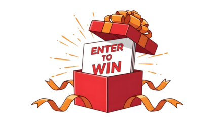 Enter to win contest prize box with ribbon