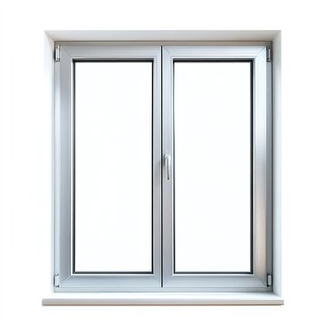 Modern Aluminum Double Glazed Window with White Background and Silver Frame