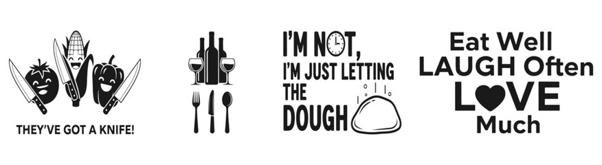 Culinary Fun Quotes : Playful typography design showcases whimsical culinary quotes, each adding a dash of humor and charm to your food-related projects.