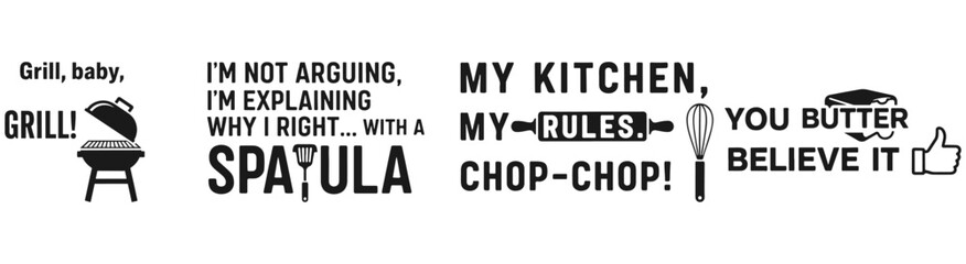 Kitchen Quotes: A collection of quirky kitchen-themed quotes, featuring kitchen tools and catchy phrases, perfect for adding a touch of personality to your culinary space.