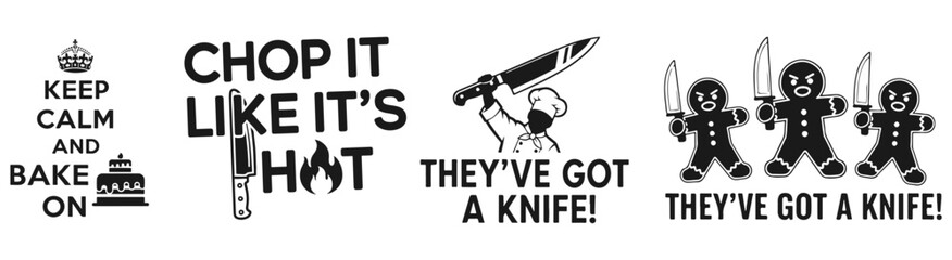 Baking Humor: A quirky collage of playful texts and illustrations celebrates the joy of baking.