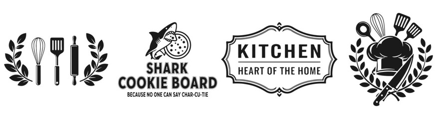 Culinary Essentials: A compilation of kitchen-themed illustrations, showcasing essential tools and design elements perfect for culinary-focused projects.