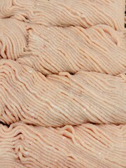 Close-Up Full-Frame Background of Fresh Raw Ground Chicken or Turkey Mince