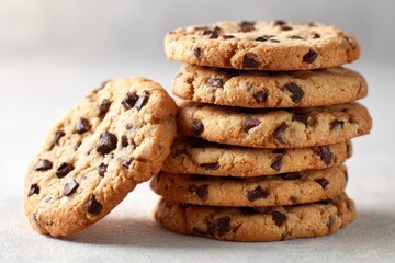 Delicious Chocolate Chip Cookies Stacked