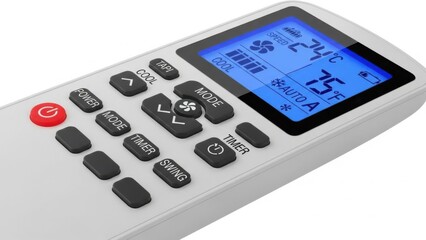 Contemporary Air Conditioner Remote Control Unit with Blue Digital Screen for Climate Management
