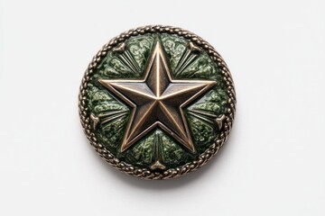 Vintage Green Star Badge Emblem