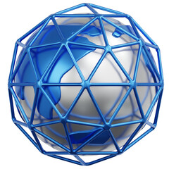 3D Rendered Geometric Cage Earth Globe Sphere Shape World Illustration