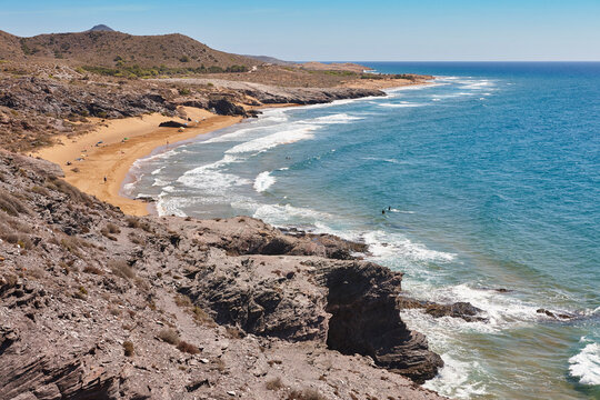 Mediterranean coastline in Murcia. Calblanque regional park, Calblanque beach. Spain