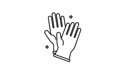Fototapeta premium Minimalist line art icon of a pair of clean, sparkling rubber gloves for cleaning, washing, or medical protection purposes.