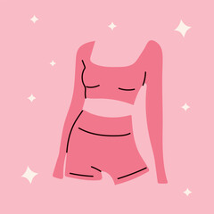 Fashionable fitness clothing in soft pink