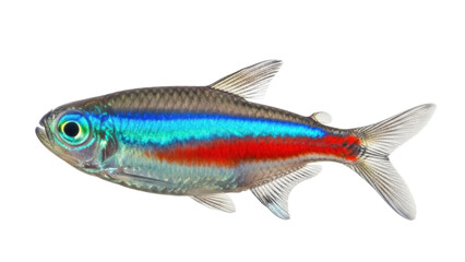 Isolated Neon Tetra Fish Specimen Pet Aquarium Colorful Fins Scales Fresh Underwater Species
