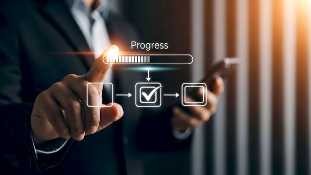Businessman interacting with futuristic digital interface on smartphone screen - Powered by Adobe