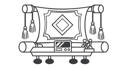 Cartoon Banner Machine with Blue and Yellow Design Elements