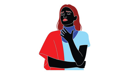 Woman with Sore Throat and Red Hair Feeling Unwell