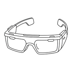 Line art illustration of modern smart glasses for augmented reality applications isolated on white background, Vector, illustration
