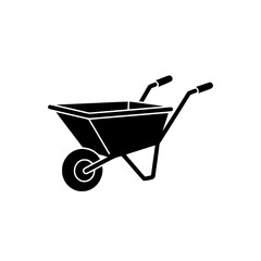 Bold Minimalist Wheelbarrow Vector Icon. Black and White Flat Design Garden Cart Silhouette for SVG Cutting Files, Landscaping Branding, Construction Logo, and Modern Horticulture Illustration