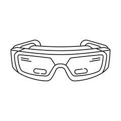 Futuristic augmented reality glasses line art drawing for technology and virtual world concepts isolated on white background, Vector, illustration