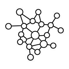 A stylized black and white illustration of a complex interconnected network system isolated on white background, Vector, illustration