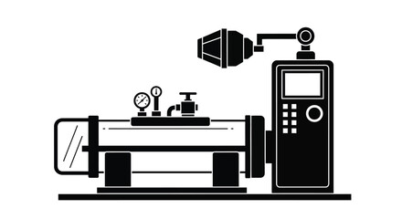 Industrial Machine with Control Panel and Camera System