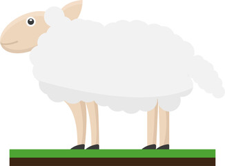 Isolated sheep stands peacefully on green grass, showcasing fluffy white wool, gentle expression, simple design. © PixArtAI