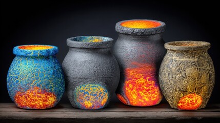 Medium shot showcasing comparative thermal imaging of different crucible designs to determine optimal insulation and heat flow performance