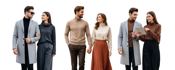 Couple business people walking isolated on white