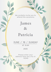 Romantic and elegant hand-painted watercolor botanical invitation