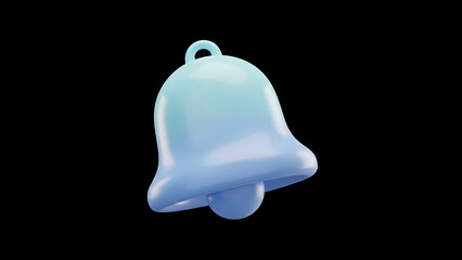 3D Notification Bell Icon for Modern App Interface on Transparent Background