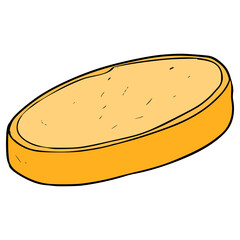 one slice garlic bread illustration hand drawn isolated vector