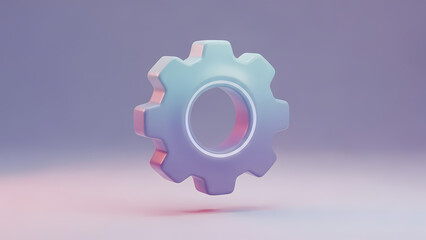3D Settings Gear Icon for Application Interface on Transparent Background