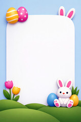 Easter Bunny and Eggs on a Spring Background