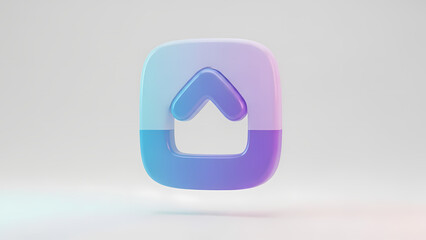 3D Upload Icon for Modern Application Interface on Transparent Background