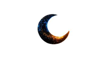 Fiery and Icy Crescent Moon on Transparent Background