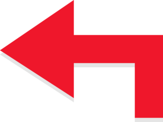 Bold red arrow points left, indicating direction, movement, or previous step in process.