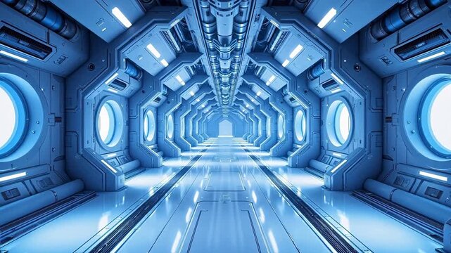 Futuristic space corridor interior