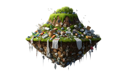 Polluted earth with trash and ice isolated on a transparent background pollution garbage