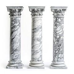 Obraz premium Marble Columns with Ornate Capitals, Architectural Decorative Elements, Interior Design