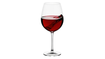 Isolated swirling red wine in crystal glass, alcohol beverage, drink for restaurant