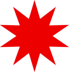 Bright symmetrical ten-point red star icon
