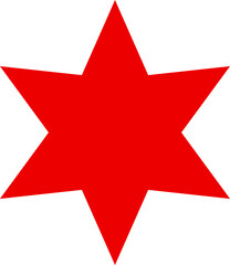 Red six-point geometric star illustration