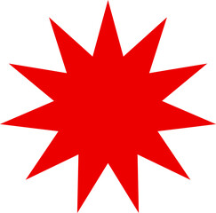 Red sharp twelve-pointed starburst icon